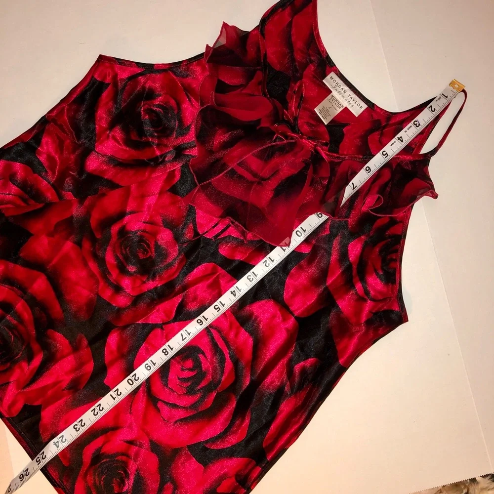 Intimates Pajamas Set Red Rose Sexy Sz Large Morgan Taylor - Picture 7 of 16